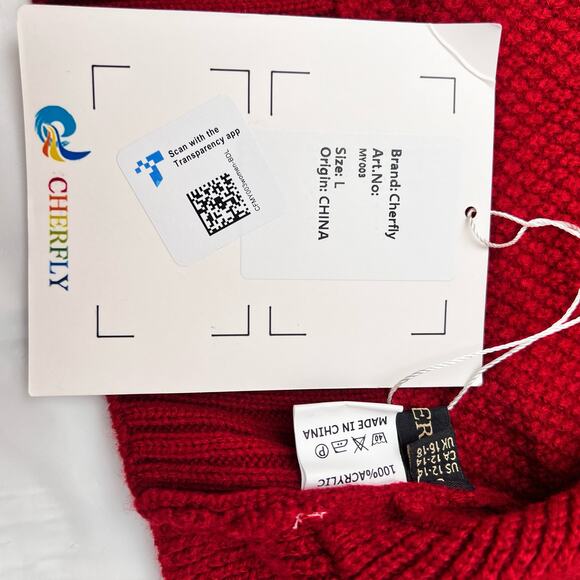 CHERFLY Women's Batwing Sleeve Cardigan Sweater Knit Red Sweater Cardigan Size L - Picture 8 of 8